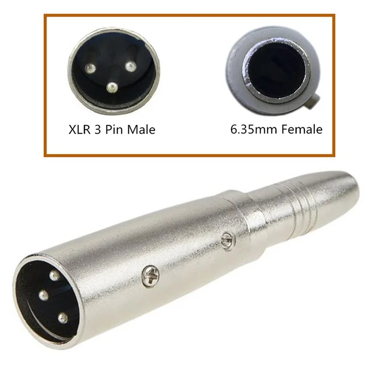 JUNSUNMAY 3-Pin XLR Male to 6.35mm Female Audio Adapter