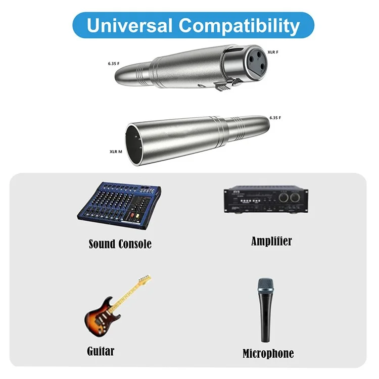 JUNSUNMAY 3-Pin XLR Male to 6.35mm Female Audio Adapter