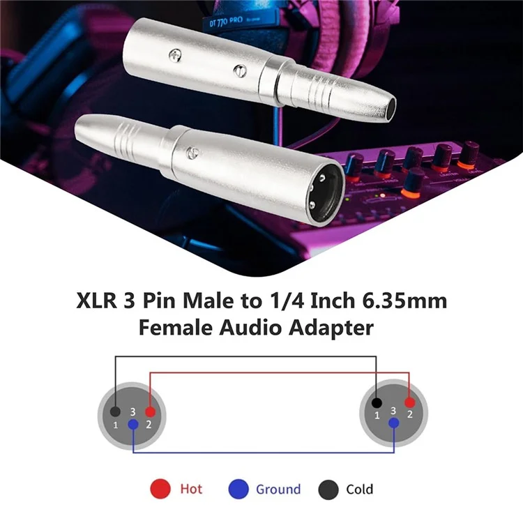JUNSUNMAY 3-Pin XLR Male to 6.35mm Female Audio Adapter