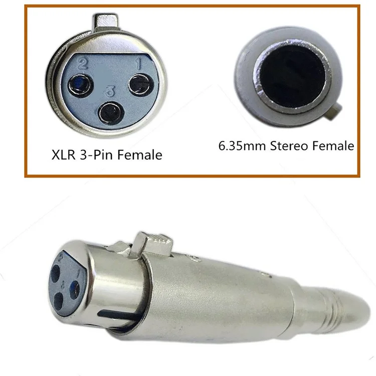 JUNSUNMAY XLR Female to Female 6.35mm TRS Audio Adapter Microphone Connector Audio Equipment Converter