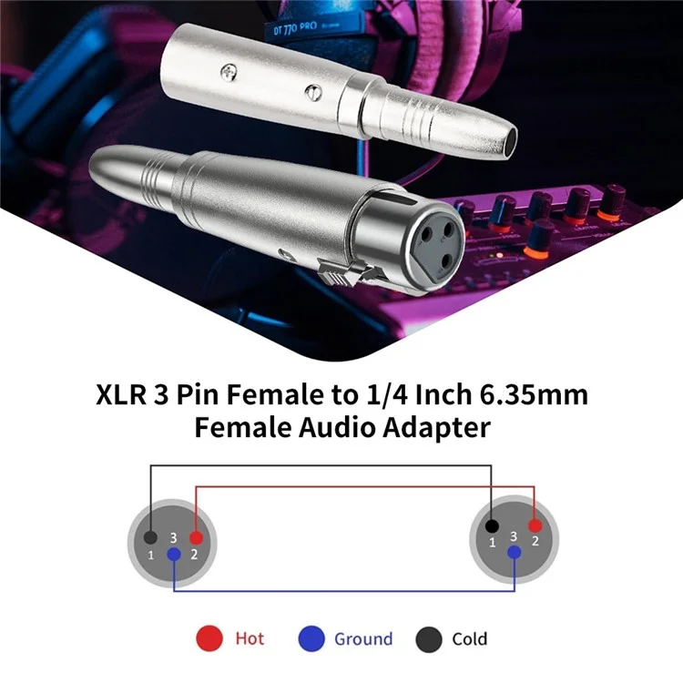 JUNSUNMAY XLR Female to Female 6.35mm TRS Audio Adapter Microphone Connector Audio Equipment Converter