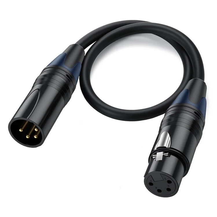 JUNSUNMAY 0.5m XLR Cable 4-Pin Male to Female Audio Adapter Extension Cord for Video Cameras / Stage Lights / Mixers