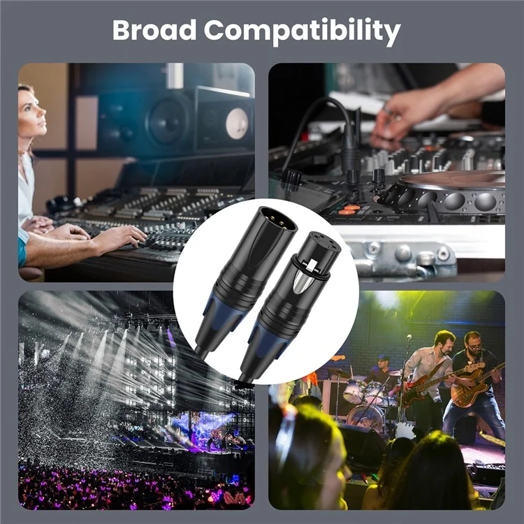 JUNSUNMAY 0.5m XLR Cable 4-Pin Male to Female Audio Adapter Extension Cord for Video Cameras / Stage Lights / Mixers