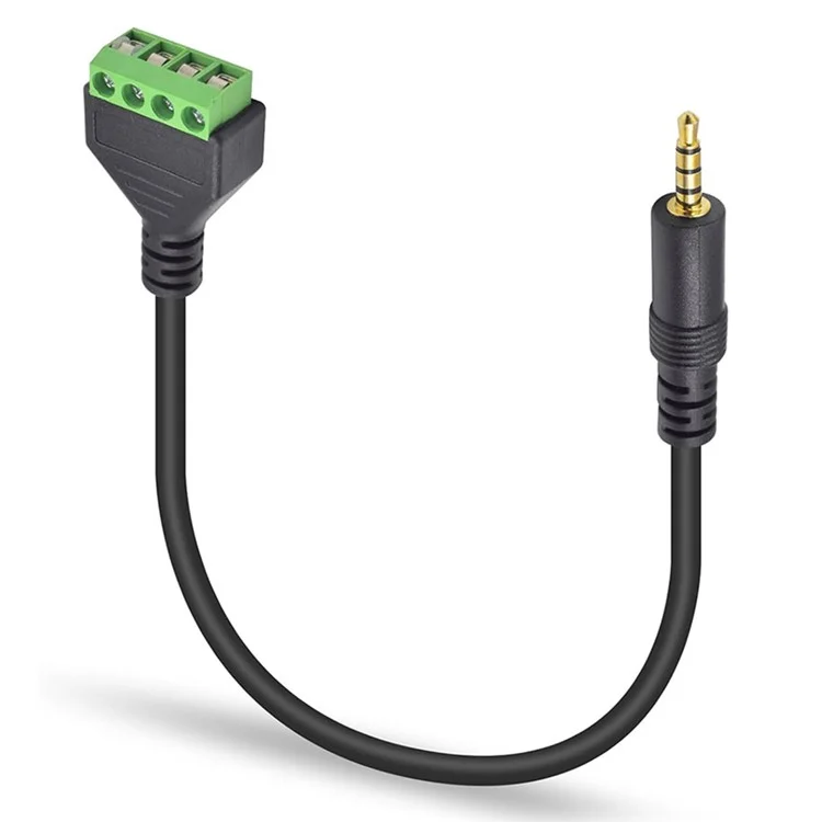 JUNSUNMAY Cable conector de audio macho estéreo de 3,5 mm a bloque de terminales de 4 polos sin soldadura (verde)