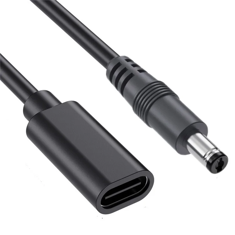 Cable adaptador JUNSUNMAY de 25 cm, tipo C hembra a DC 5,5 mm x 2,1 mm macho, cable de extensión de alimentación de 5V 3A