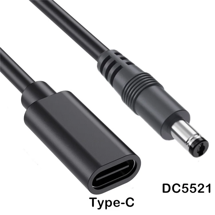 Cable adaptador JUNSUNMAY de 25 cm, tipo C hembra a DC 5,5 mm x 2,1 mm macho, cable de extensión de alimentación de 5V 3A