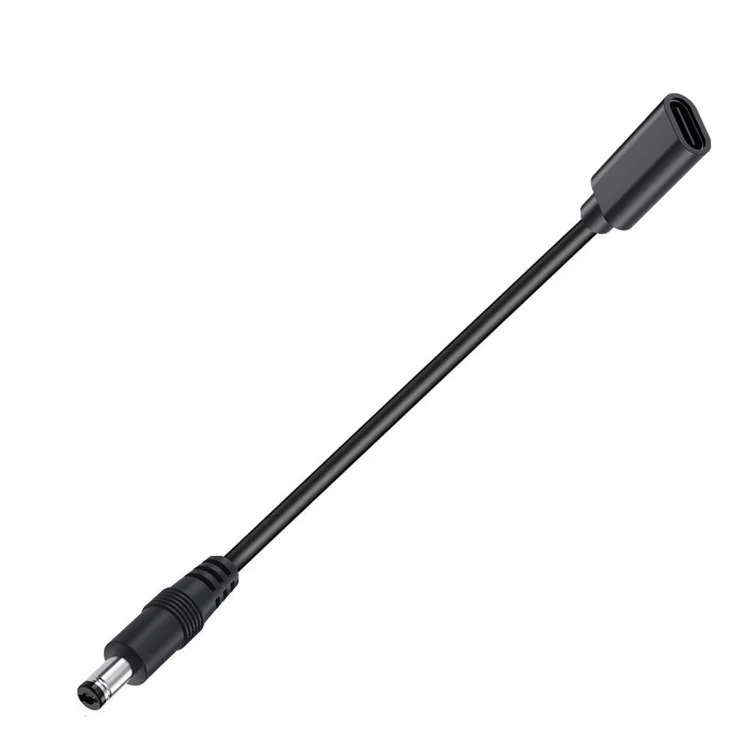 Cable adaptador JUNSUNMAY de 25 cm, tipo C hembra a DC 5,5 mm x 2,1 mm macho, cable de extensión de alimentación de 5V 3A