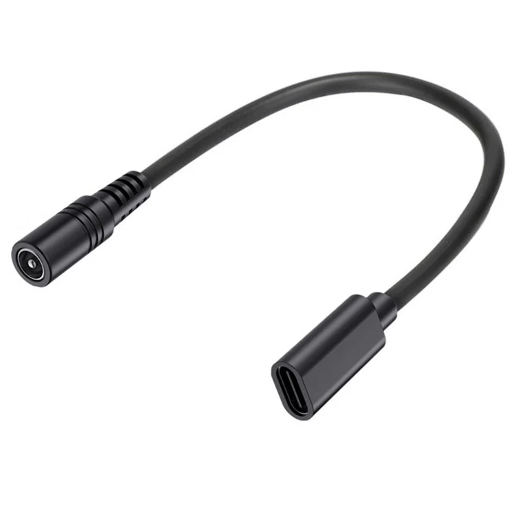 Cabo Adaptador JUNSUNMAY Tipo-C Fêmea para DC 5,5mm x 2,1mm Fêmea de 25cm, Cabo de Extensão de Energia de 5V 3A
