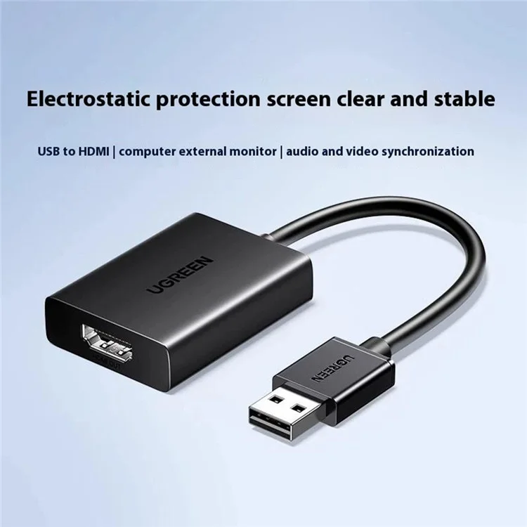 UGREEN 25161 USB auf HDMI Konverter 1080P 60Hz Video Audio Sync Adapter für Laptop / Desktop / TV / Projektor