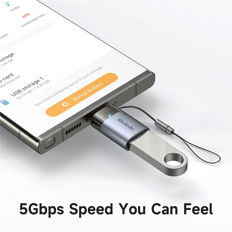 MCDODO OT-7400 MDD USB-A 3.0 to USB-C Adapter with LED Light 5Gbps Transfer Speed Aluminum Alloy