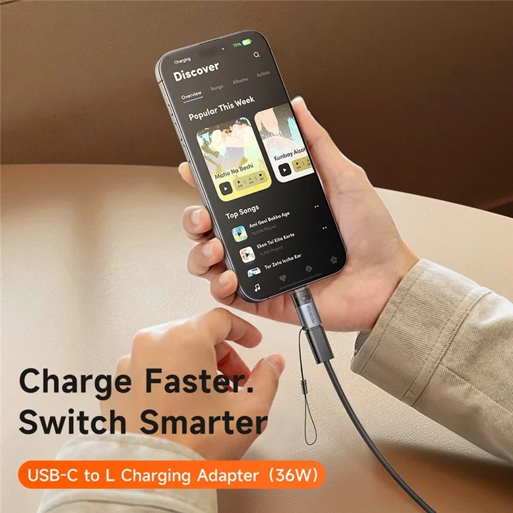 MCDODO OT-7630 MDD USB-C Female to iP Male Adapter with LED Light PD 36W Fast Charging Converter