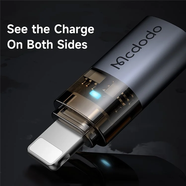 MCDODO OT-7630 MDD USB-C Female to iP Male Adapter with LED Light PD 36W Fast Charging Converter