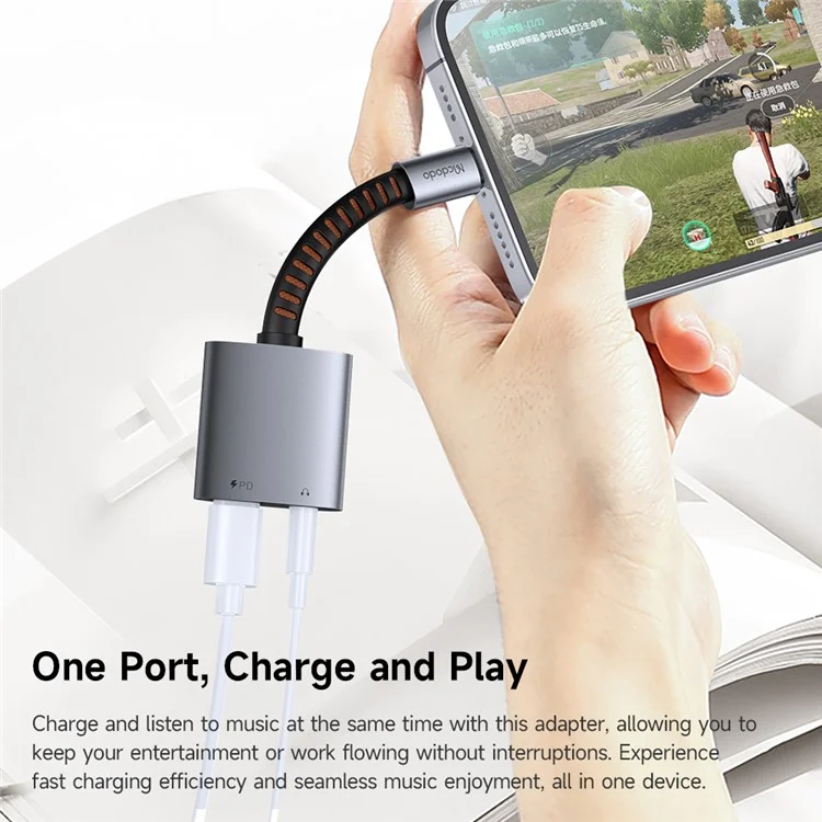 MCDODO CA-3120 MDD 2 in 1 Audio Adapter Cable USB-C to USB-C + DC3.5mm Charging Audio Converter