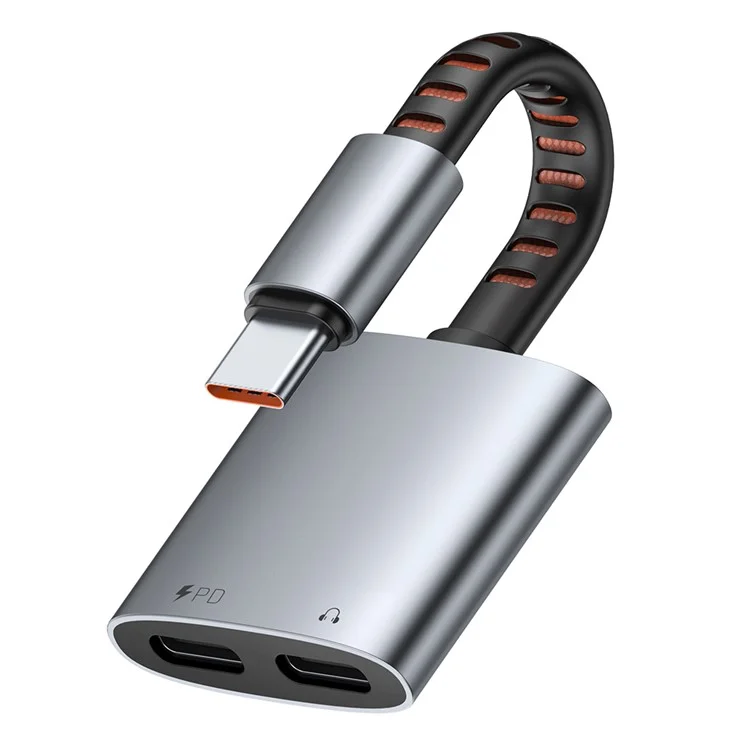 MCDODO CA-3370 MDD 2 in 1 Audio Adapter Cable USB-C to Dual USB-C Charging / Audio For Smartphones / Tablets
