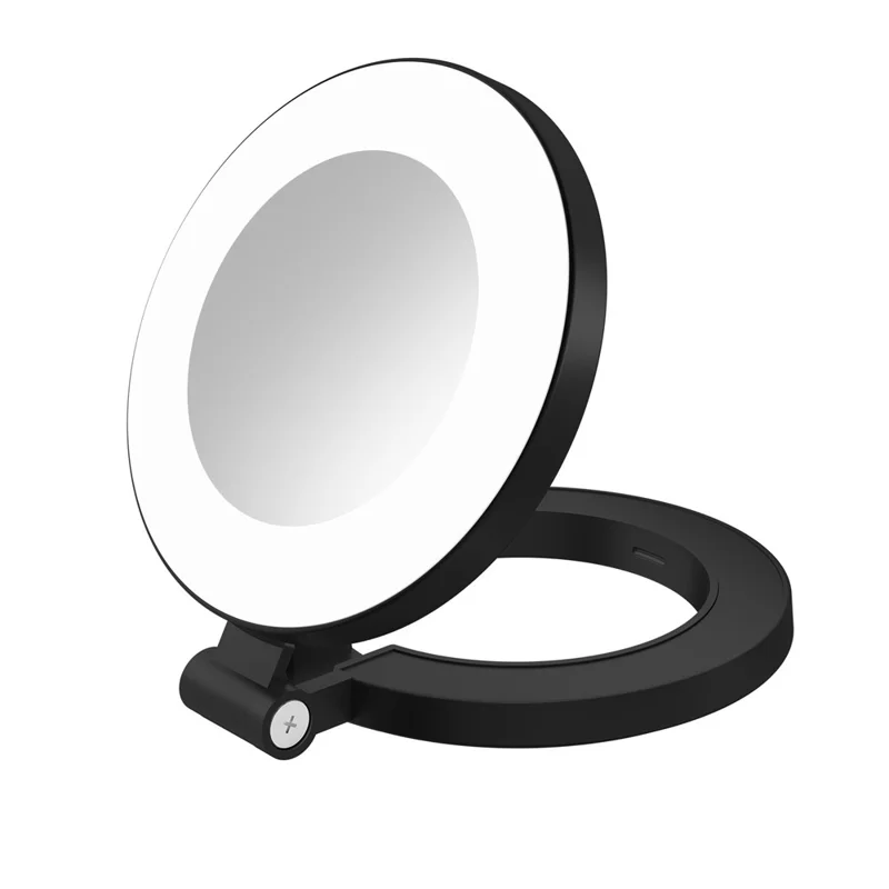 H22B Foldable Magnetic Phone Ring Light Dimmable Portable LED Fill Lamp for Photography / Makeup - Black