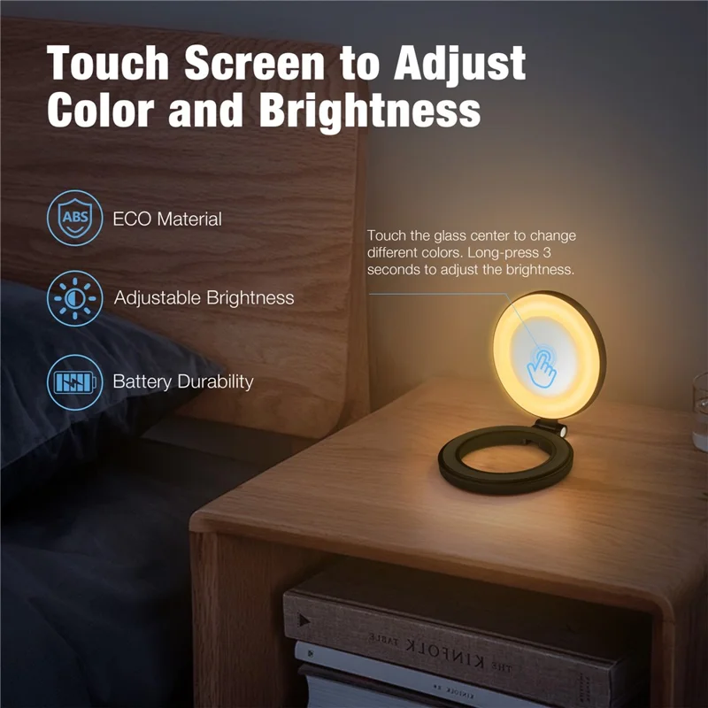 H22B Foldable Magnetic Phone Ring Light Dimmable Portable LED Fill Lamp for Photography / Makeup - Black