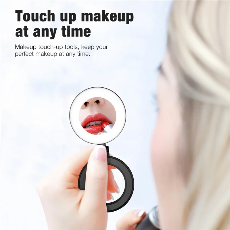 H22B Foldable Magnetic Phone Ring Light Dimmable Portable LED Fill Lamp for Photography / Makeup - Black