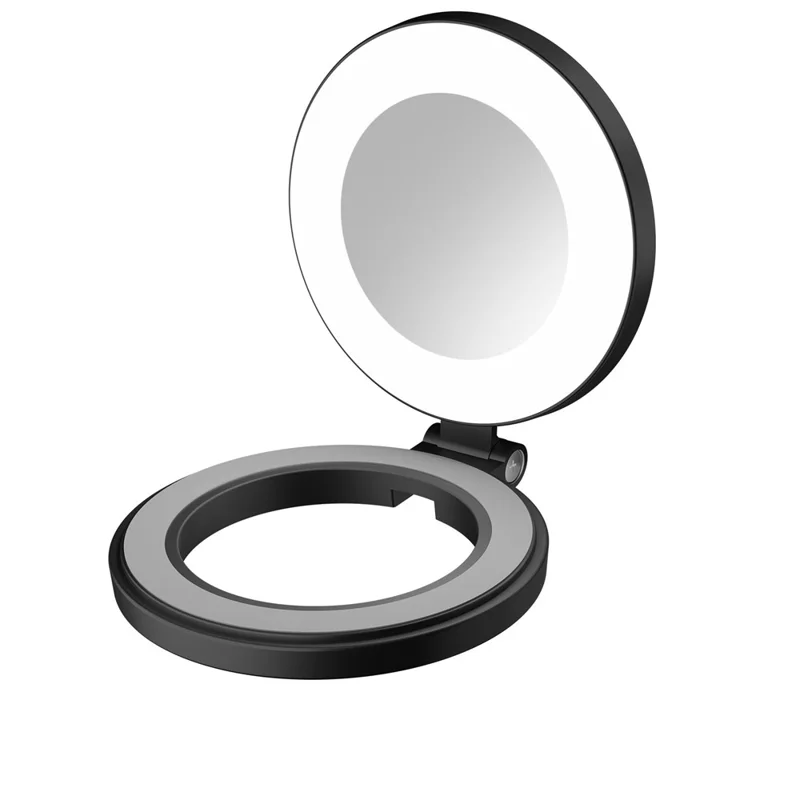 H22B Foldable Magnetic Phone Ring Light Dimmable Portable LED Fill Lamp for Photography / Makeup - Black