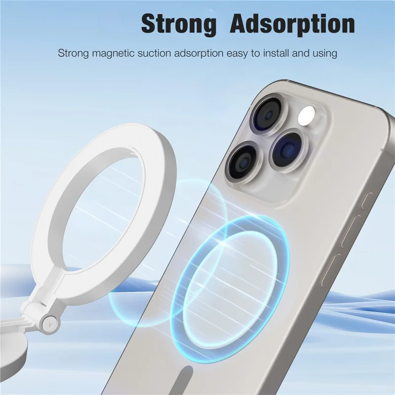 H22B Foldable Magnetic Phone Ring Light Dimmable Portable LED Fill Lamp for Photography / Makeup - Black
