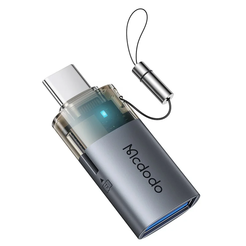 Adaptador MCDODO OT-760 2 em 1 USB A Fêmea para USB C Macho com Slot para Cartão TF para Transferência de Dados de 480 Mbps