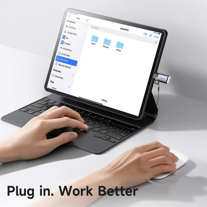 MCDODO OT-785 Adaptateur 2 en 1 USB A Femelle vers iP Mâle avec Lecteur de Carte TF, Transfert de Données 480 Mbps