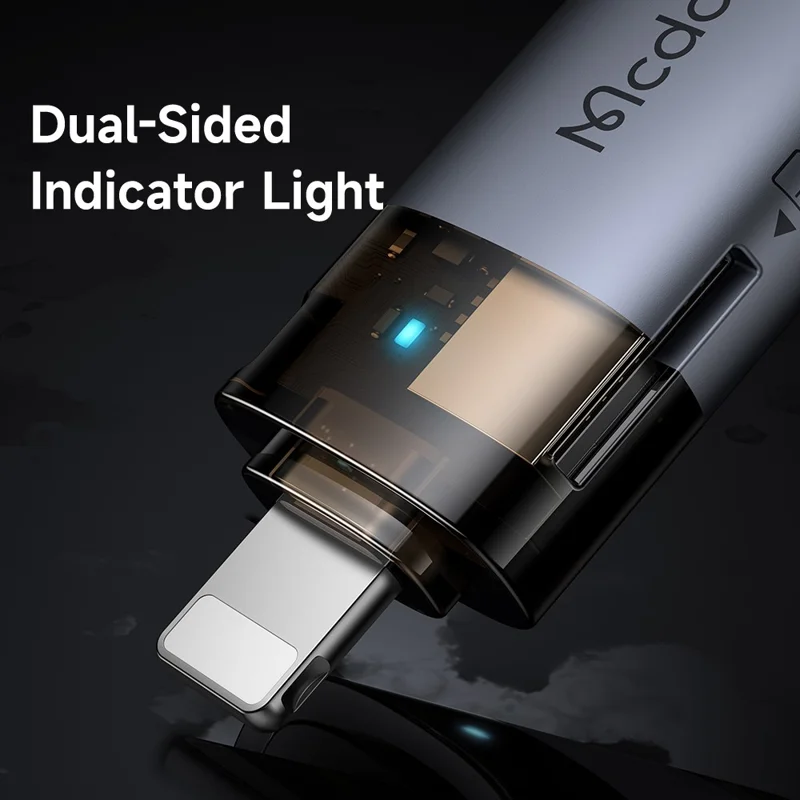 MCDODO OT-785 Adaptateur 2 en 1 USB A Femelle vers iP Mâle avec Lecteur de Carte TF, Transfert de Données 480 Mbps