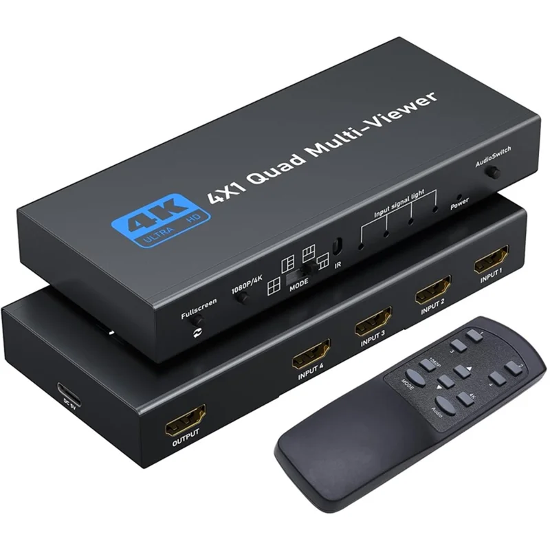 NK-941 4K HDMI 4 Input 1 Output Splitter Seamless Switch Multi-Viewer with Remote Control
