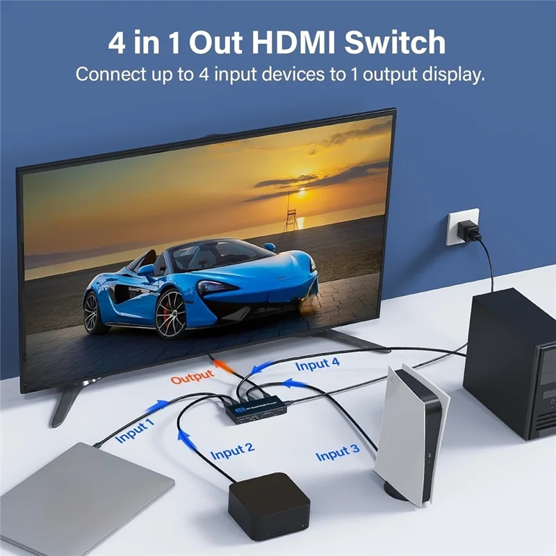 NK-941 4K HDMI 4 Input 1 Output Splitter Seamless Switch Multi-Viewer with Remote Control