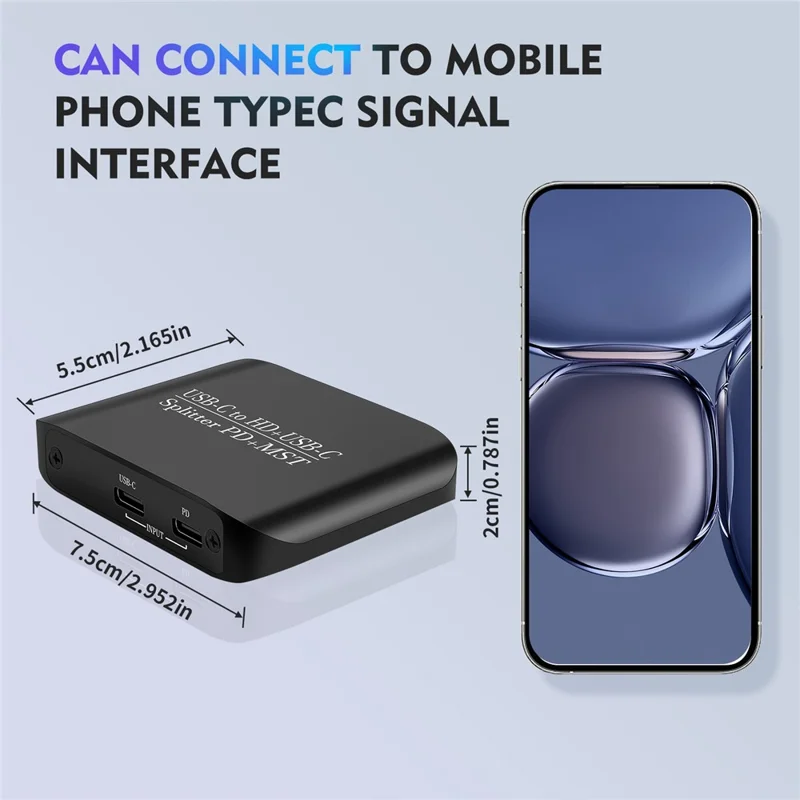 NK-E70 Type-C to HD + Type-C Splitter 4K 60Hz MST / SST Display Adapter Support PD Charging