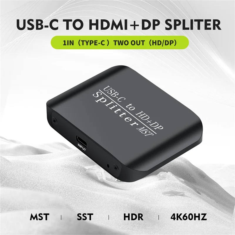 Adattatore Splitter NK-E60 da USB-C a HD+DP con Supporto MST / SST 4K 60Hz 3D / HDR per Display Doppio / Modalità Mirror