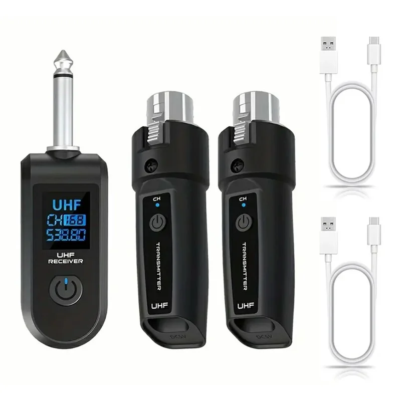 K1 Wired to Wireless Microphone Converter for Handheld Dynamic Mic, 2 Transmitter + 1 Receiver