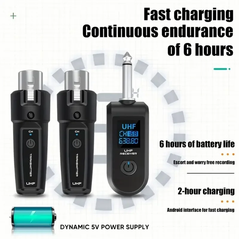 K1 Wired to Wireless Microphone Converter for Handheld Dynamic Mic, 2 Transmitter + 1 Receiver