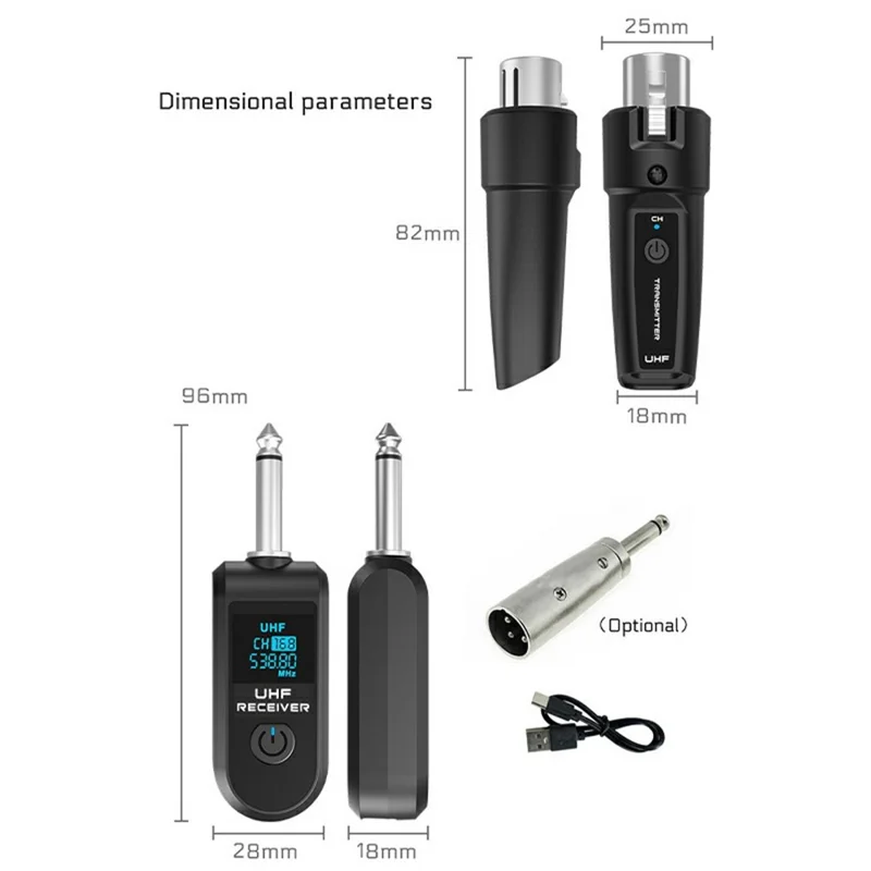 K1 Wired to Wireless Microphone Converter for Handheld Dynamic Mic, 2 Transmitter + 1 Receiver