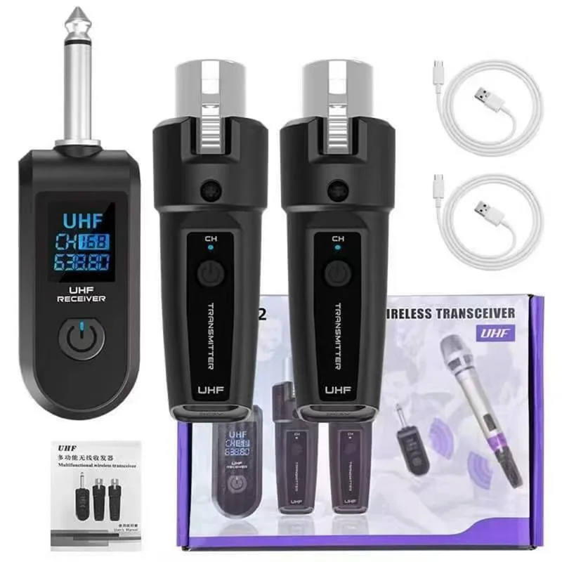 K1 Wired to Wireless Microphone Converter for Handheld Dynamic Mic, 2 Transmitter + 1 Receiver