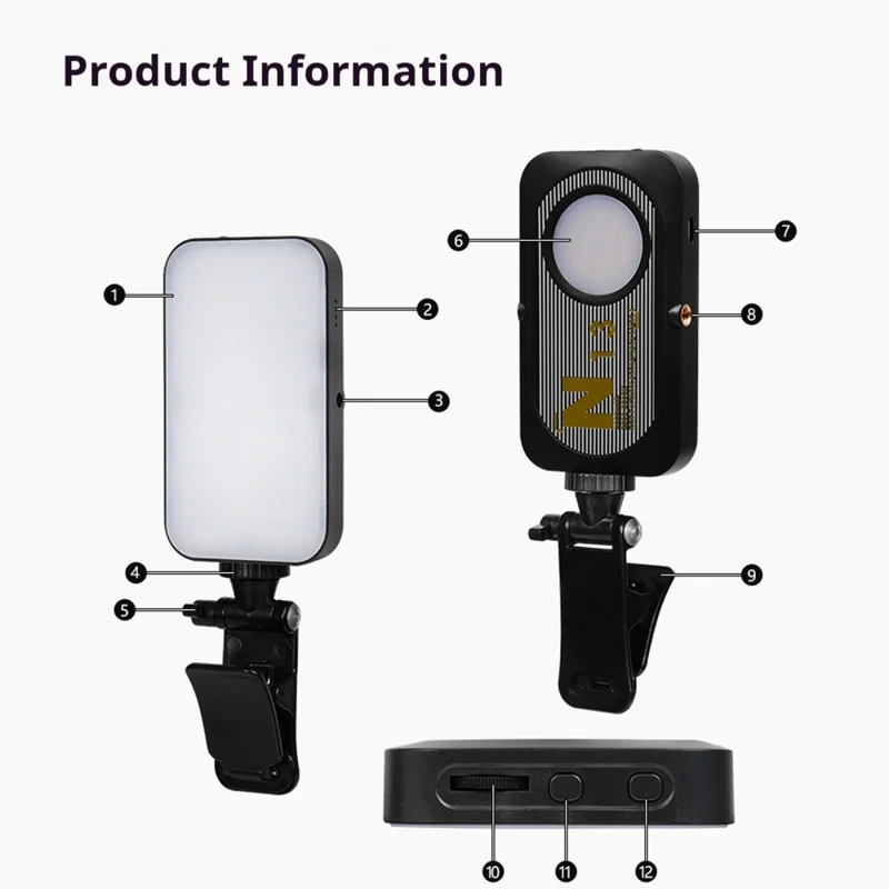 N13 Pocket Light Three Color Temperature Adjustable LED Photography Lighting - Black