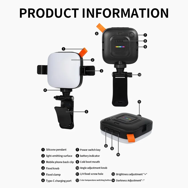 N21 Luz de Bolso Painel LED Tri-Cor com 66 LEDs para Fotografia e Transmissão ao Vivo / Vlog - Preto