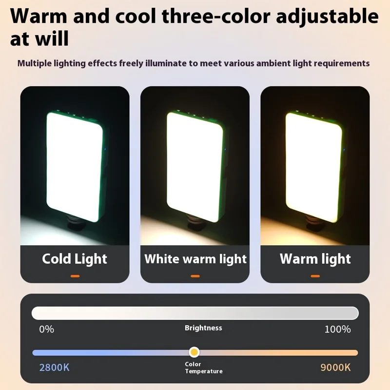 N19 Карманный трехцветный портативный магнитный LED-светильник для фотографии с заполняющим светом 2800-9000K - Черный