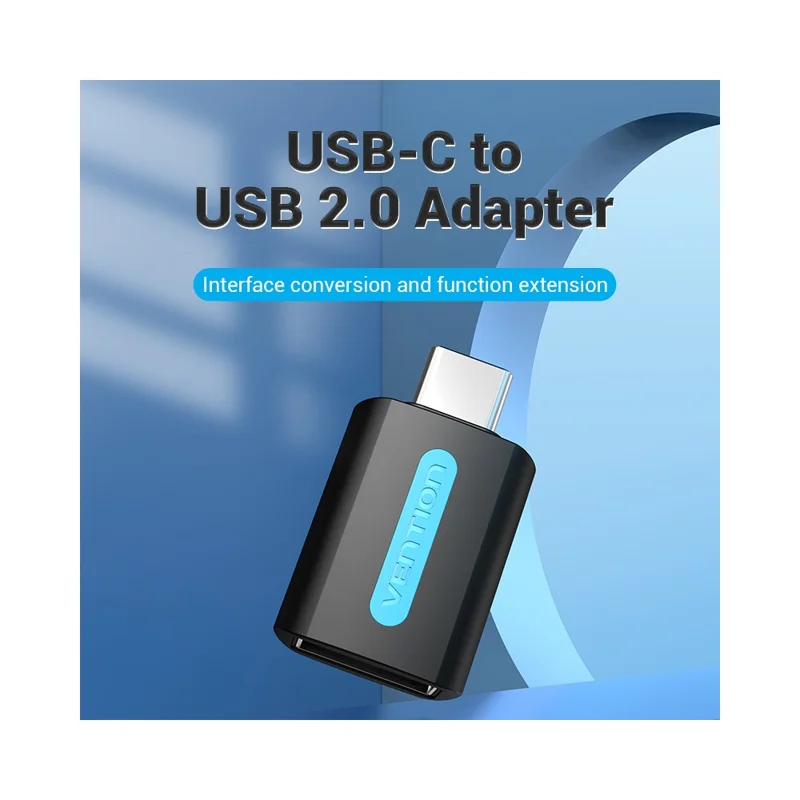 VENTION CDT Series Adattatore OTG da USB-A Femmina a Type-C Maschio USB2.0 Convertitore per Trasferimento Dati 480Mbps - Nero