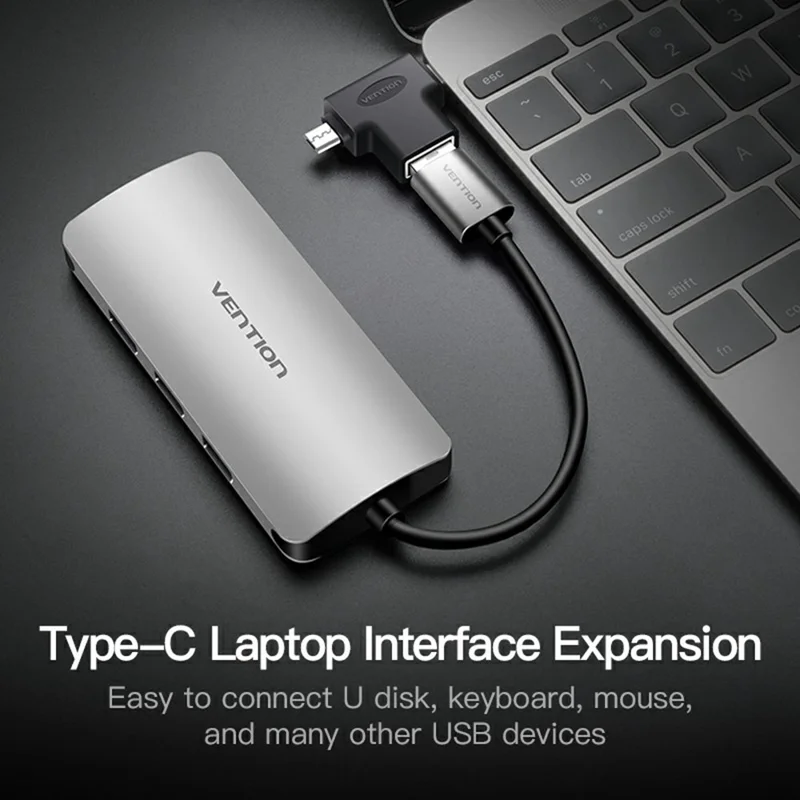 VENTION CDI Series OTG Adapter 3 in 1 USB A / Micro-B / USB C High Speed Data Transfer Adapter