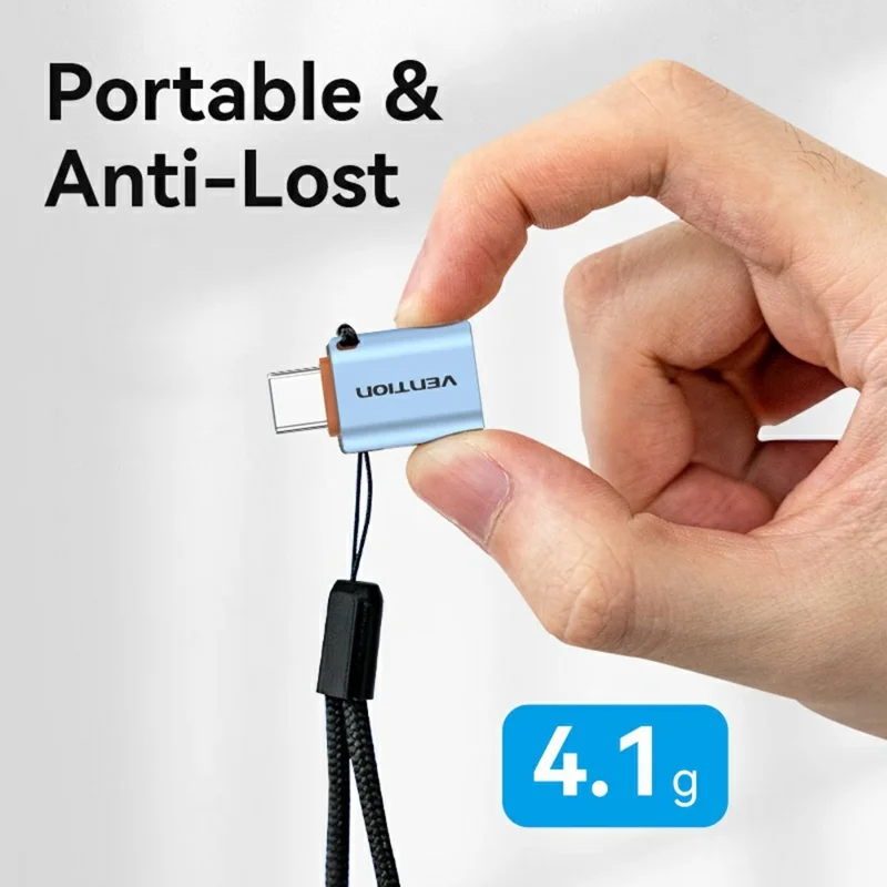 VENTION CUB Series USB 3.1 Type C Male to USB A Female Aluminum Alloy OTG Adapter with Lanyard