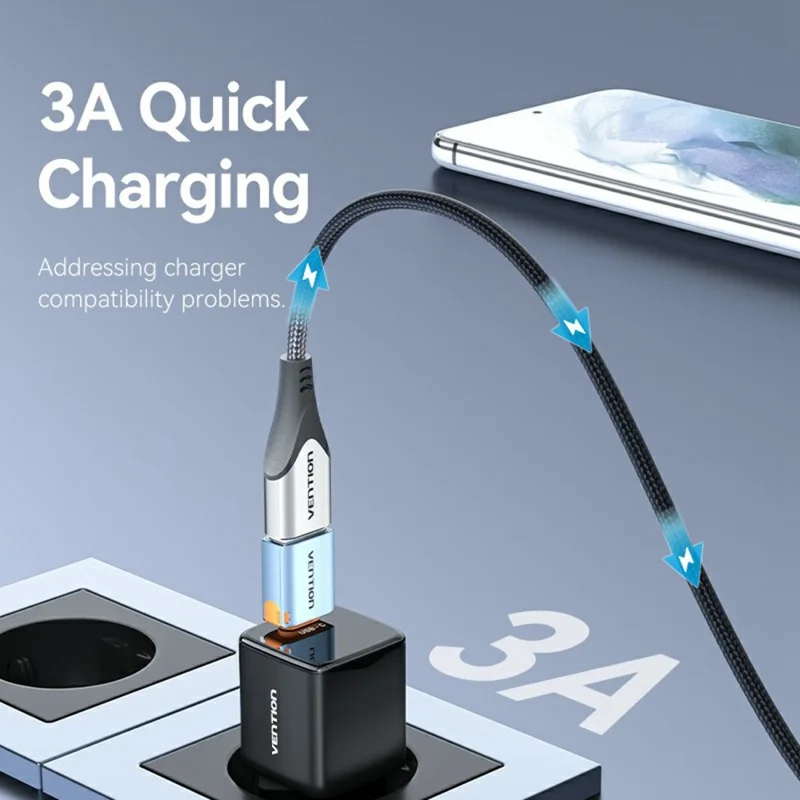 VENTION CUB Series USB 3.1 Type C Male to USB A Female Aluminum Alloy OTG Adapter with Lanyard