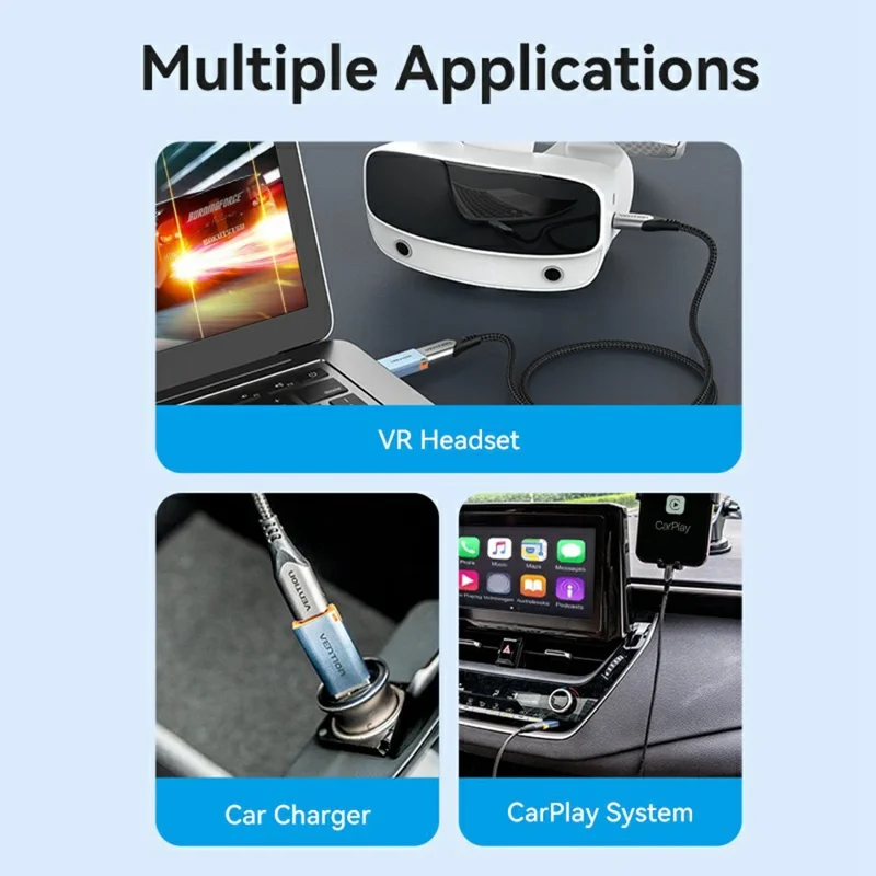 VENTION CUA Series USB 3.1 Type-A Male to Type-C Female Adapter Aluminum Alloy OTG Converter with Lanyard