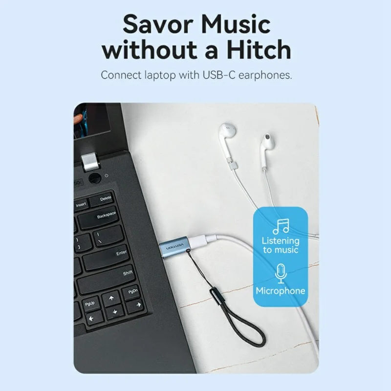 VENTION CUA Series USB 3.1 Type-A Male to Type-C Female Adapter Aluminum Alloy OTG Converter with Lanyard