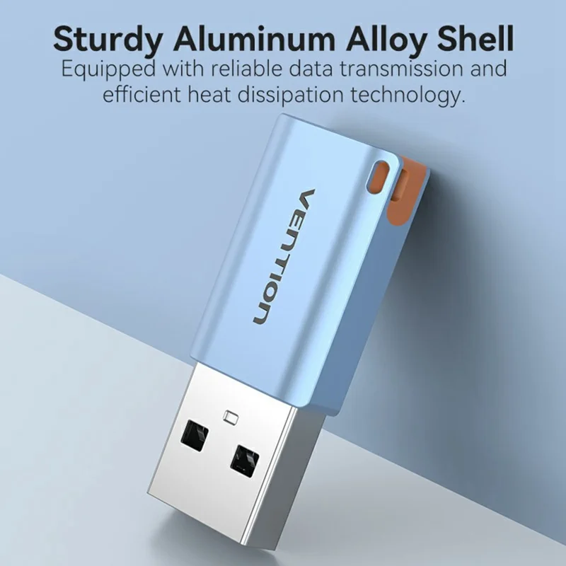 VENTION CUA Series USB 3.1 Type-A Male to Type-C Female Adapter Aluminum Alloy OTG Converter with Lanyard