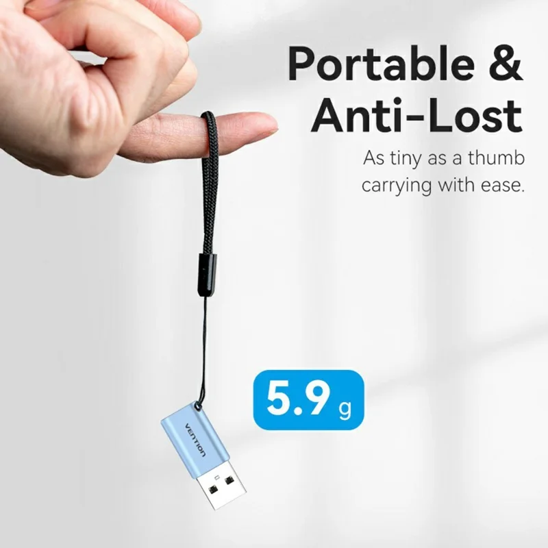 VENTION CUA Series USB 3.1 Type-A Male to Type-C Female Adapter Aluminum Alloy OTG Converter with Lanyard