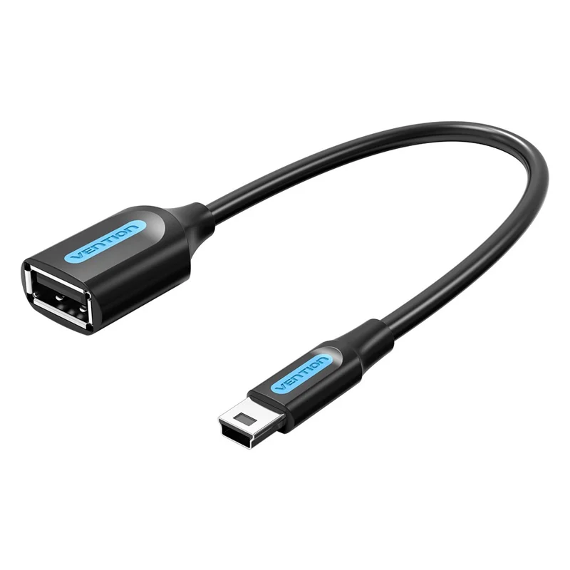 VENTION CCT Series USB 2.0 Mini-B Male to USB-A Female OTG Adapter Round PVC 0.15m Data Cable - Black