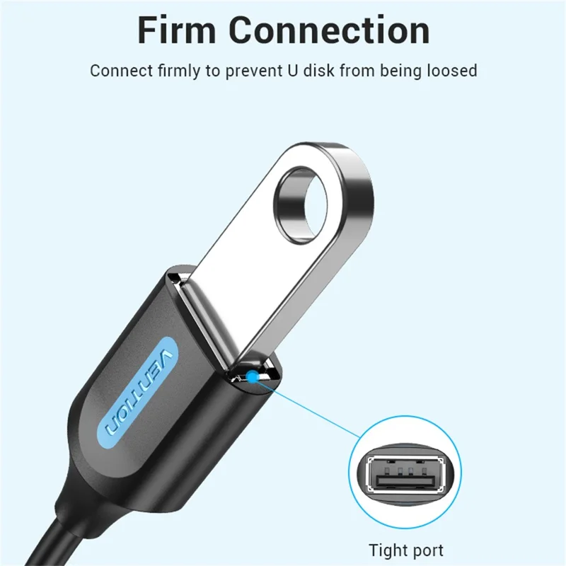 VENTION CCT Series USB 2.0 Mini-B Male to USB-A Female OTG Adapter Round PVC 0.15m Data Cable - Black