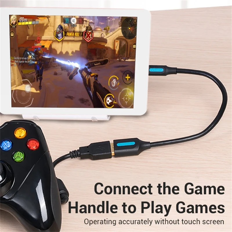 VENTION CCT Series USB 2.0 Mini-B Male to USB-A Female OTG Adapter Round PVC 0.15m Data Cable - Black