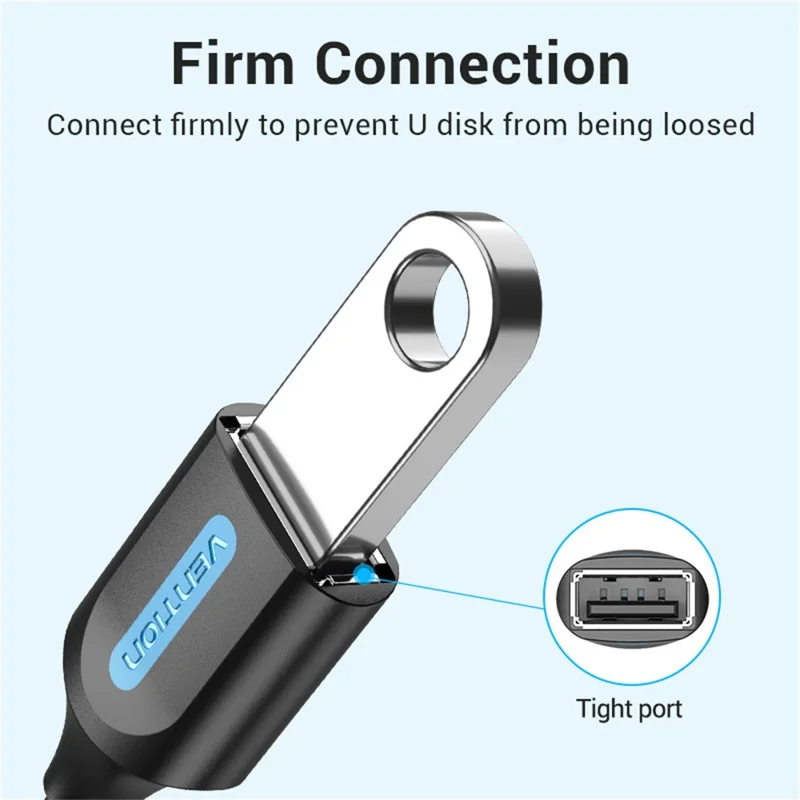 VENTION CCU Series USB 2.0 Micro-B Male to USB-A Female OTG Adapter 0.15m Round PVC Data Cable - Black