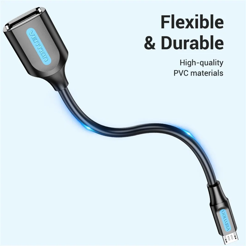 VENTION CCU Series USB 2.0 Micro-B Male to USB-A Female OTG Adapter 0.15m Round PVC Data Cable - Black